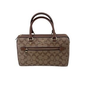 Coach Rowan Satchel Signature Canvas Khaki Saddle Brown F83607 Crossbody Bag